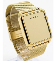 Relógio digital feminino Lince MDG4619L BXKX Quadrado dourado na internet