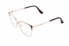 Armação para óculos de grau New Glasses BR22093 Metal vinho e dourada