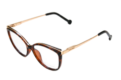 Armação para óculos de grau New Glasses VHE783 Marrom e dourada - comprar online