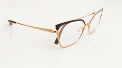 Armação para óculos de grau Platini P9 1195 I160 Marrom e dourado metal - comprar online