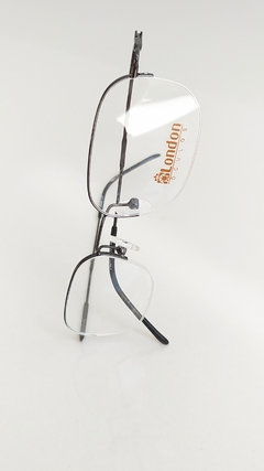 Armação para óculos de grau London L-5211 C. 17 Preta metal e fio de nylon - NEW GLASSES ÓTICA