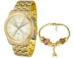Relógio analógico feminino Lince LRG4551L KU88 dourado pulseira de berloque