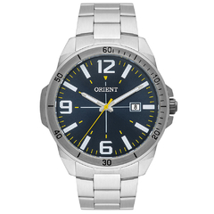 Relógio analógico masculino Orient MBSS1394 D2SX Prata e azul escuro