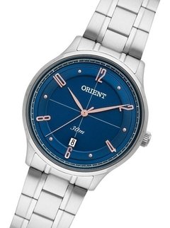 Relógio Orient feminino FBSS1115 D2SX prata e azul na internet