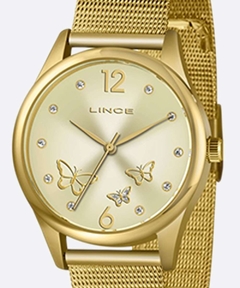 Relógio analógico feminino Lince LRGJ105L KX40 Dourado borboletas - NEW GLASSES ÓTICA