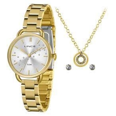Relógio analógico feminino Lince LRGH157L KZ65 Dourado com strass kit - comprar online