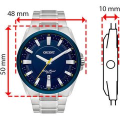 Imagem do Relógio analógico masculino Orient MBSS1356 D1SX Prata e azul