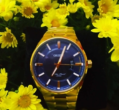 Relógio Orient masculino MGSS1175 D1EX dourado e azul