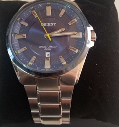 Relógio Orient masculino MBSS1356 D1SX prata e azul na internet