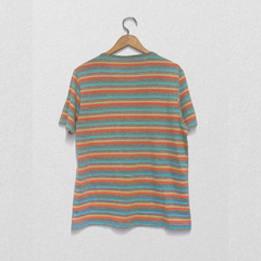 Camiseta Slim - Listrado² - Mescla/Goiaba/Azul - comprar online