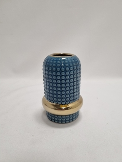 ART. EA1136 - JARRON CERAMICA AZUL/DORADO 14X7CM - BULTO X 48 U