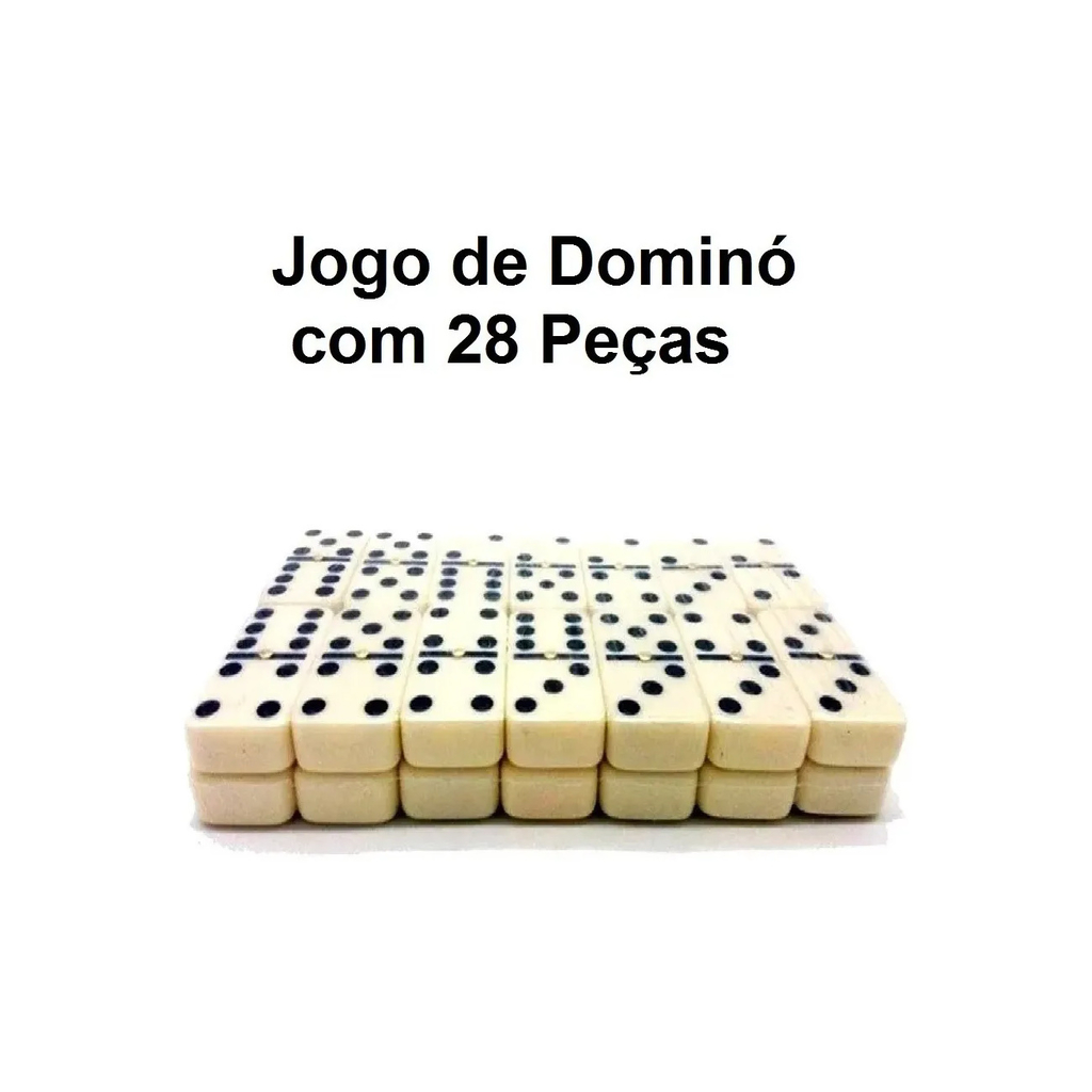 Jogo de dominó de plástico na lata de metal com 28 pçs - QUERO