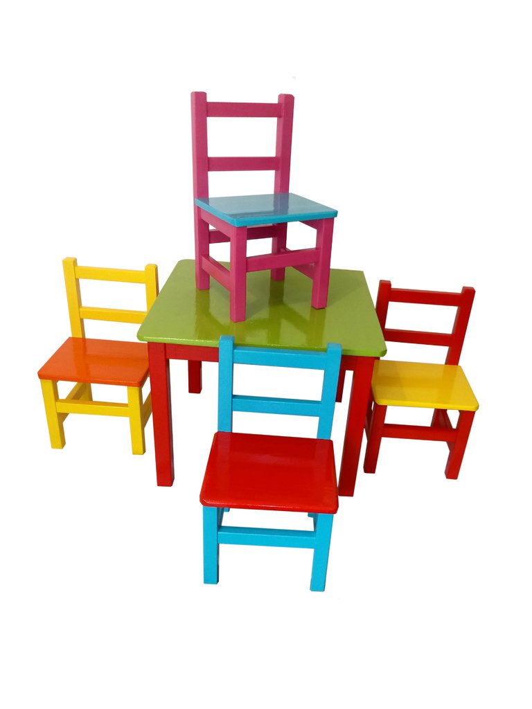 Juego De Mesa Y Silla Infantil Con 4 Sillas Para Niños