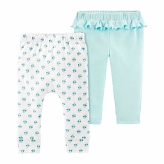 CARTER'S PACK DE 2 PANTALONES LISO Y FLOREADO - 6 MESES