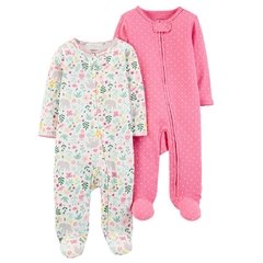 Carters Pack 2 Osito-Pijama Algodon Cierre Lunares Floral - NB RECIEN NACIDO