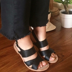 Sandalias Bajas Cuero Graneado