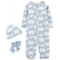 CONJUNTO AJUAR "OSO" DE 3 PIEZAS SLEEP & PLAY CON GORRO Y MEDIAS / TRES MESES