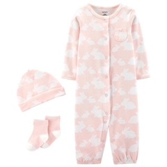 CONJUNTO AJUAR CONEJITA DE 3 PIEZAS SLEEP & PLAY, GORRO Y MEDIAS - TRES MESES