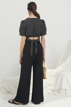 PANTALÓN PALAZZO LINO CON PINZAS - comprar online