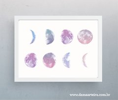 quadro fases da lua moldura branca