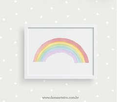 quadro infantil arco iris moldura branca