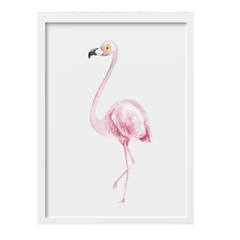 quadro flamingo moldura branca