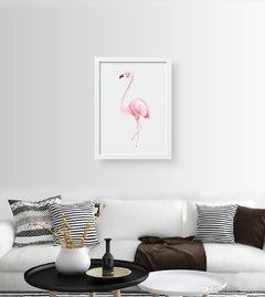 quadro flamingo moldura branca