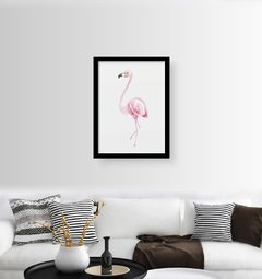 quadro flamingo moldura preta