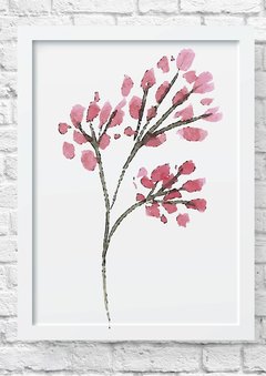 quadro ilustracao cerejeira moldura branca