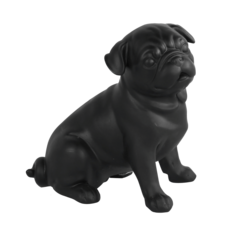 Escultura de Cachorro da Raça Pug - Poliresina Preta