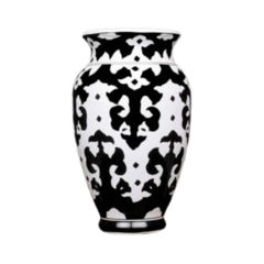 Vaso Cerâmica Dolomita | Acabamento Glaze | Decorativo | Branco e Preto