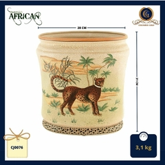 Vaso em cerâmica Craquelê, com pintura de um guepardo ou cheetah - comprar online