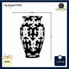 Vaso Cerâmica Dolomita | Acabamento Glaze | Decorativo | Branco e Preto - comprar online