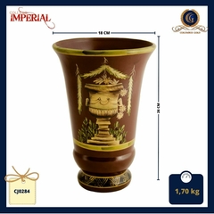 Vaso em cerâmica, com pintura estilo imperial e acabamento em laca chinesa - comprar online