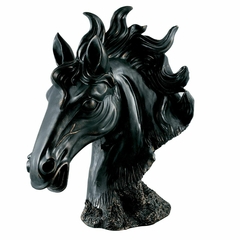 Escultura de Cabeça de Cavalo em Poliresina