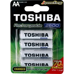 Pilha Recarregável Toshiba Aa 2500mAh Pequena com 4 Unidades Prontas pro Uso RTU