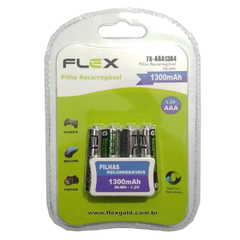 Pilha Recarregável Flex Aaa Palito 1300mAh com 4 Unidades Nimh 1.2v no Blister FX-AAA13B4