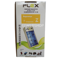 Carregador de Pilhas Flex AA AAA C D Baterias 9v Led com 4 Pilhas C 2900 mAh Recarregáveis Universal FX-C06 - EFWEBSHOP