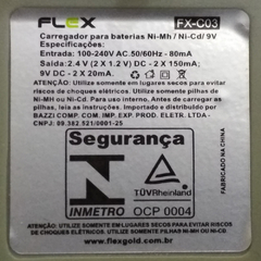 Carregador de Pilhas Flex C03 Com 1 Bateria 9v 450 mah Recarregável FX-9V/450 na internet