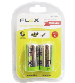 Carregador de Pilhas Flex AA AAA C D Baterias 9v Led com 4 Pilhas C 2900 mAh Recarregáveis Universal FX-C06 - comprar online
