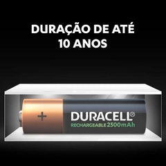 Pilha Recarregável Duracell Aa 2500mAh Pequena Nova Formula 10 Anos de Duração com 4 Unidades - comprar online