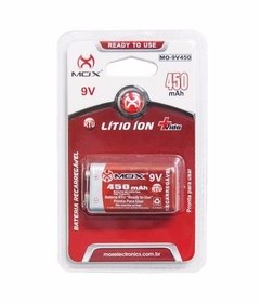 Bateria Recarregável Mox 9v 450 Mah Rtu Lítio Ion Com Nf-e