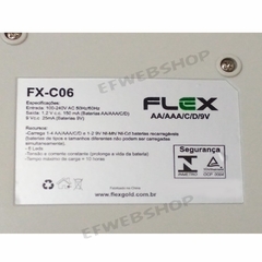 Carregador de Pilhas Flex FX-C06 com 4 Pilhas D Grandes 2900mAh Recarregáveis Semi Novo e Nota Fiscal