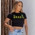 Camiseta Feminina Revanche Básica Baby Look BRASIL PRETA