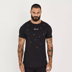 T-Shirt Estrelas Douradas Preta