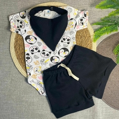 Conjunto de Bebê Recém Nascido com 3 peças Body Short e Bandana Feminino na internet