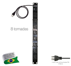 FILTRO DE LINHA REGUA - PROTETOR RACK 8 TOMADAS - KIT 5UN - Isamig Telecom