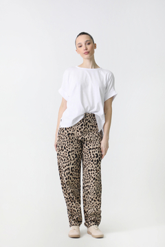 #4985 Pantalon balloon gabardina print "Etna"