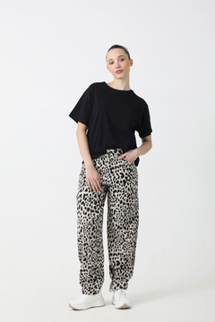 #4985 Pantalon balloon gabardina print "Etna" - comprar online