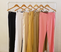 #4887 Pantalon lino c lyrca wide leg "Jackard" - tienda online